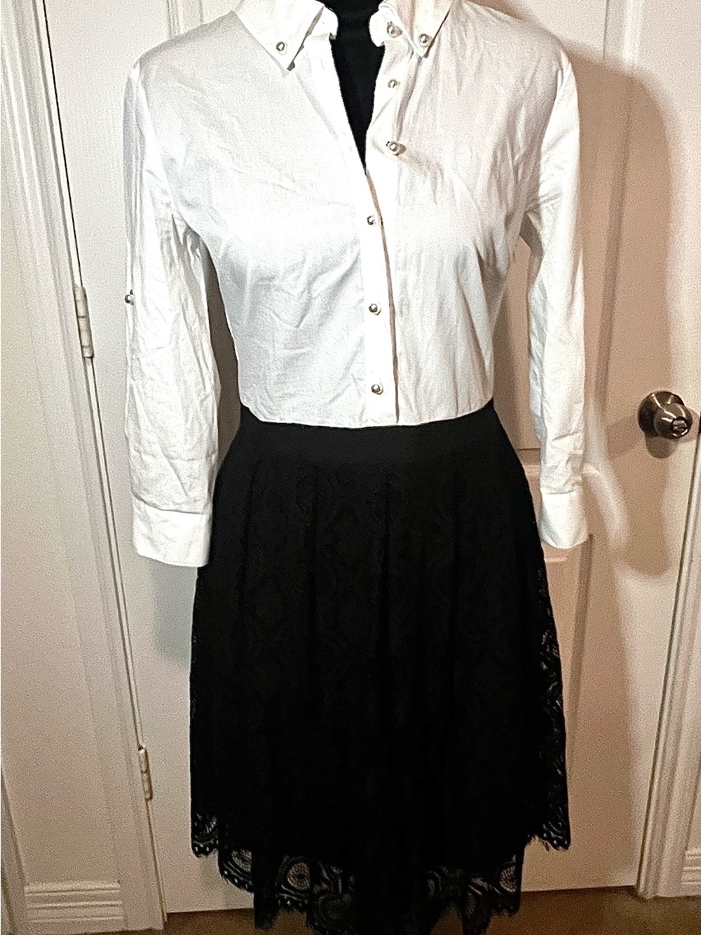 Karl Lagerfeld Paris Black Lace Shirt Dress